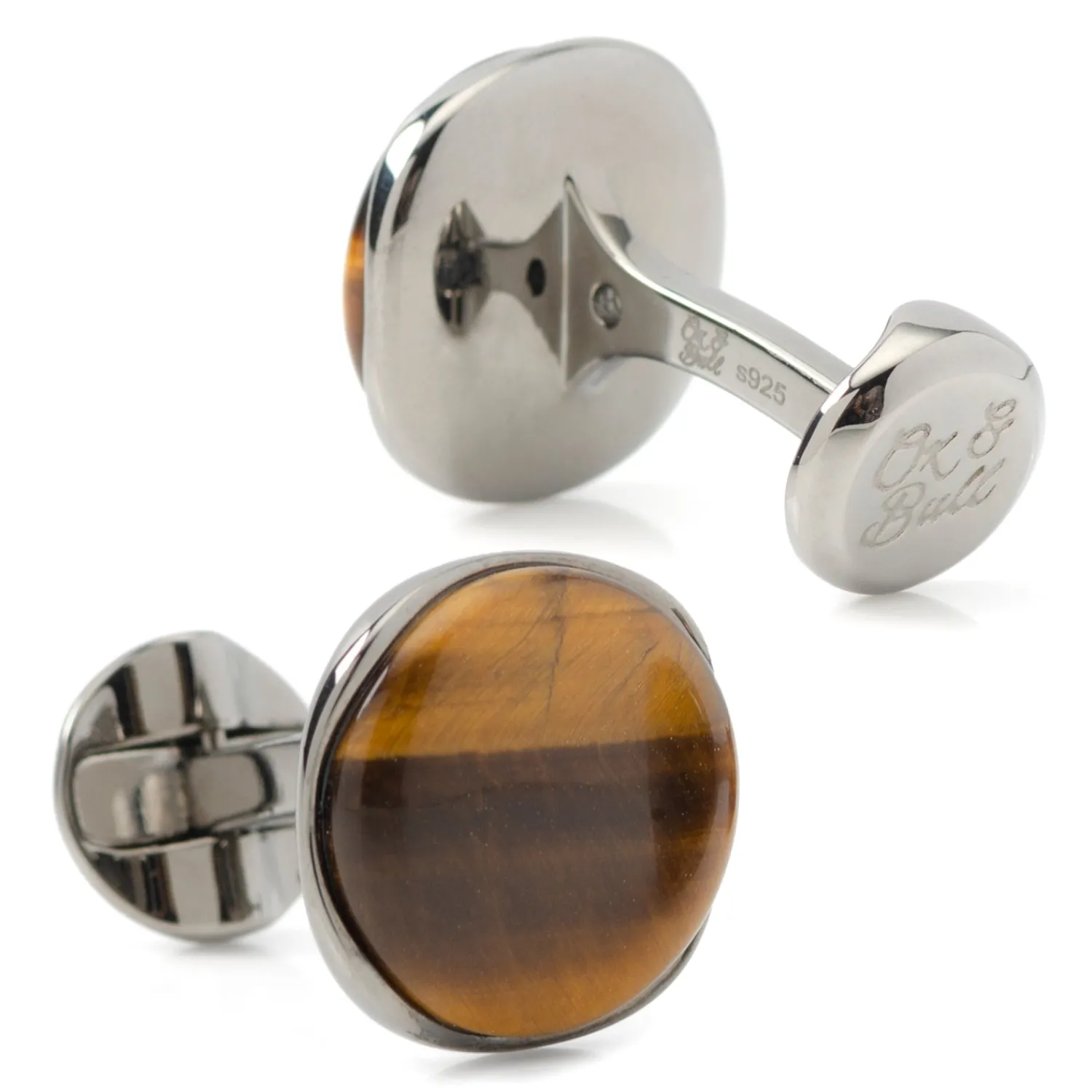 Online Sterling Silver Formal Tigers Eye Gunmetal Cufflinks Luxury Cufflinks | Hobbies & Interests Cufflinks