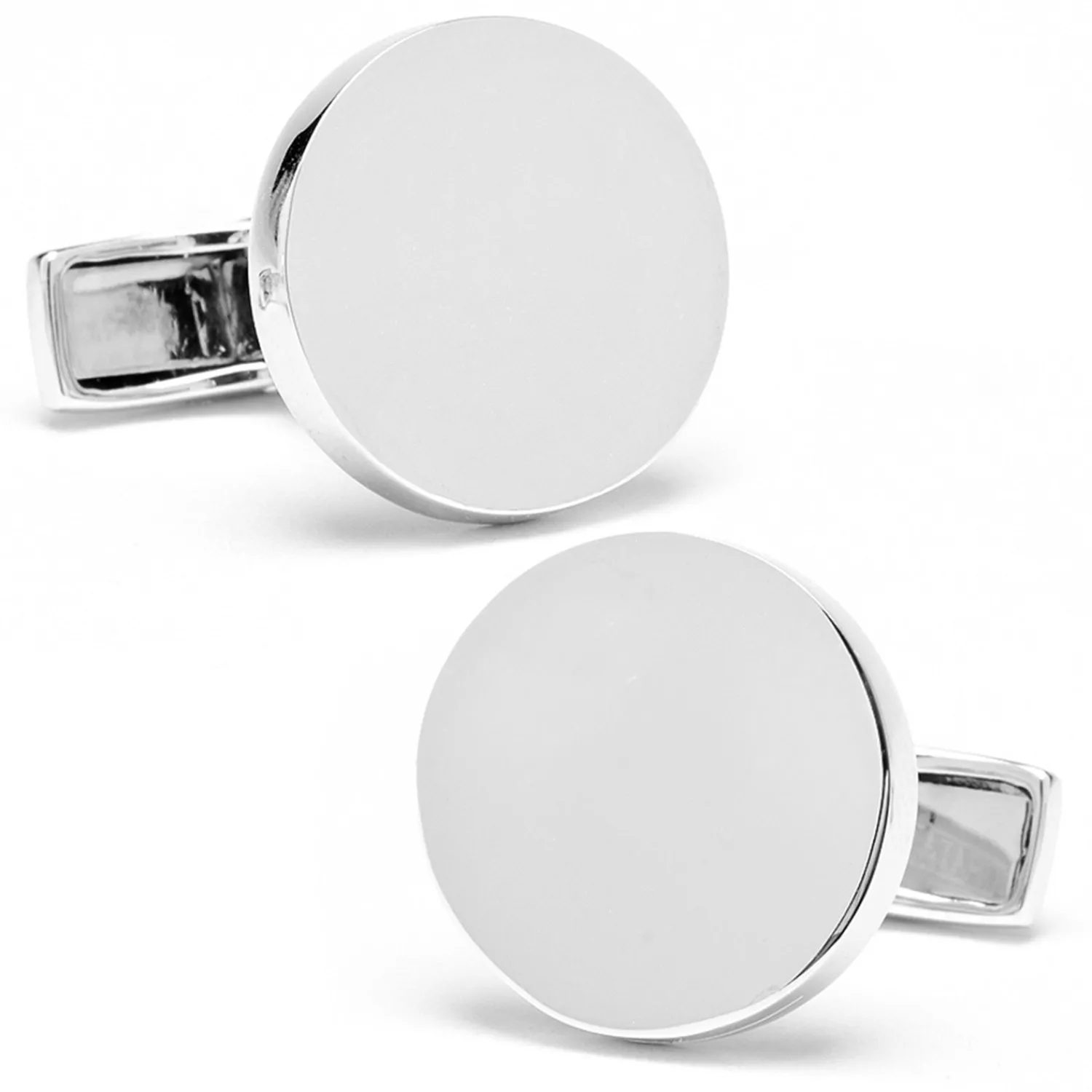 Shop Sterling Silver Infinity Edge Round Engravable Cufflinks Luxury Cufflinks | Hobbies & Interests Cufflinks