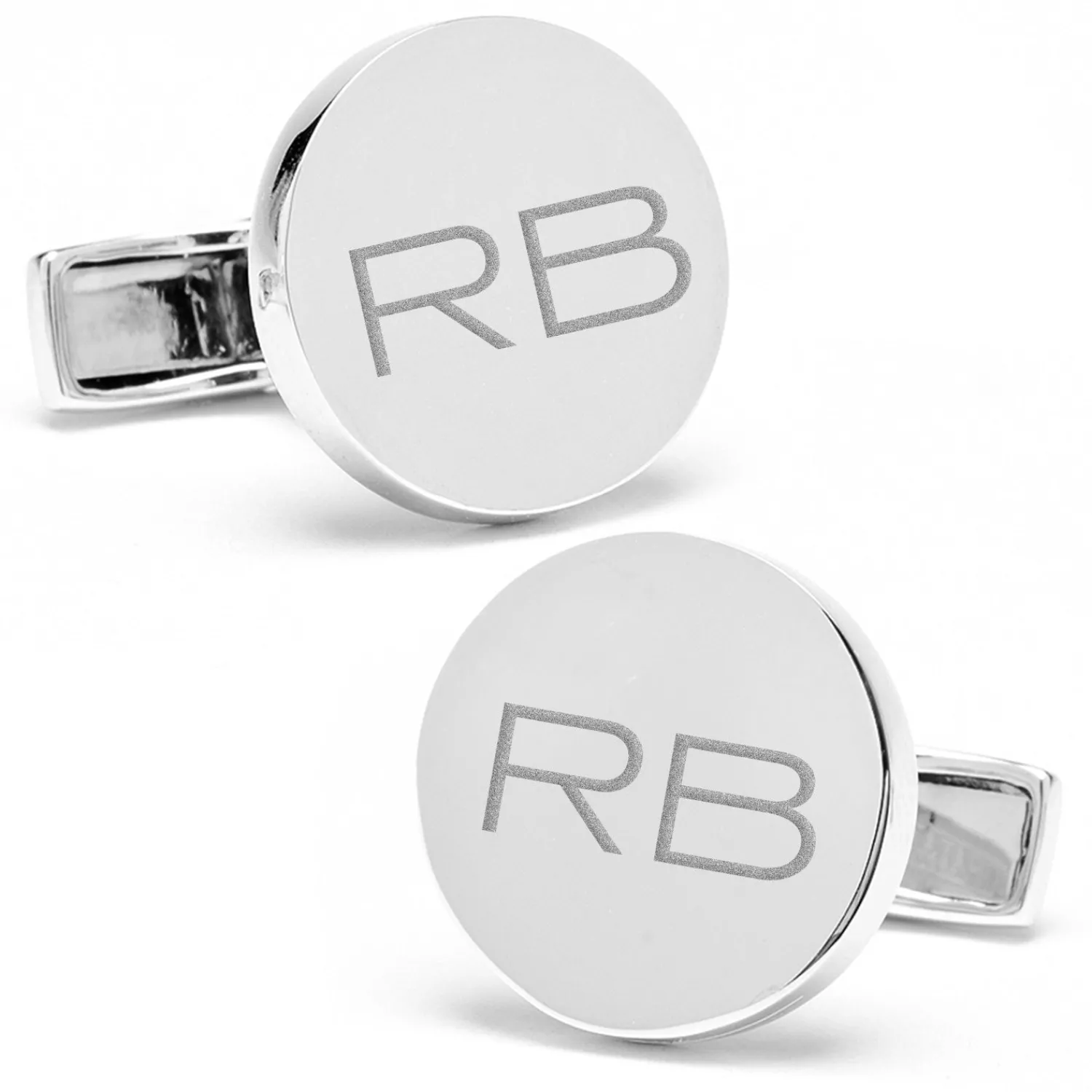 Shop Sterling Silver Infinity Edge Round Engravable Cufflinks Luxury Cufflinks | Hobbies & Interests Cufflinks