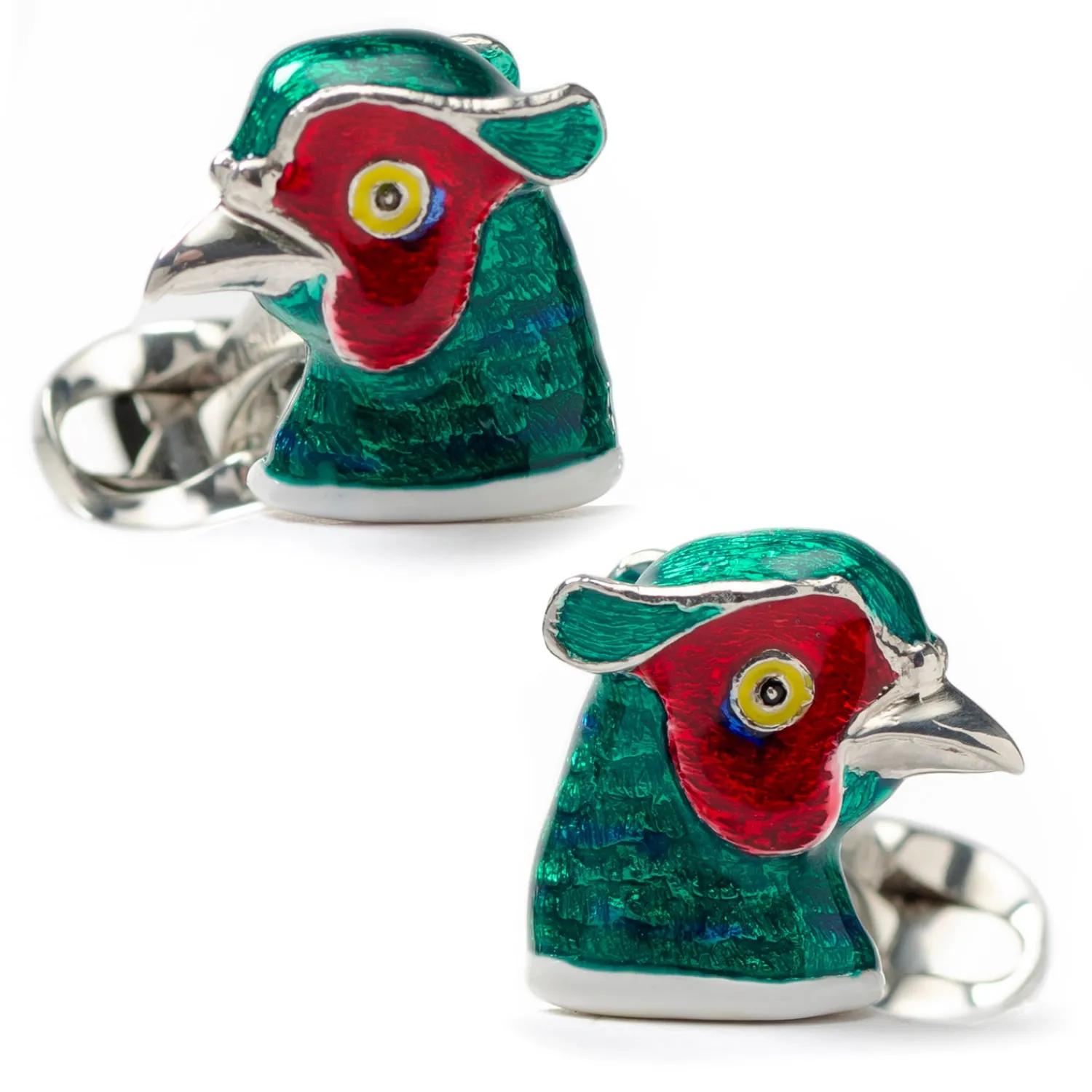 Shop Sterling Silver Pheasant Head Cufflinks Luxury Cufflinks | Hobbies & Interests Cufflinks