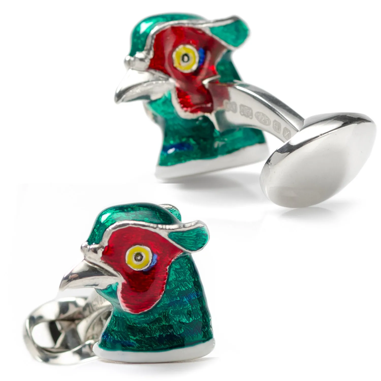 Shop Sterling Silver Pheasant Head Cufflinks Luxury Cufflinks | Hobbies & Interests Cufflinks