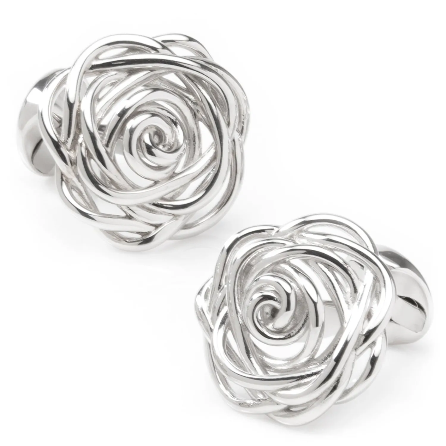 Store Sterling Silver Rhodium Plated Rose Cufflinks Luxury Cufflinks | Hobbies & Interests Cufflinks