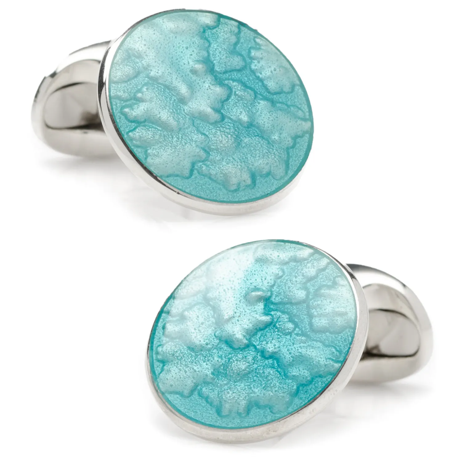 Online Sterling Silver Summer Haze Enamel Cufflinks in Turquoise Luxury Cufflinks | Hobbies & Interests Cufflinks