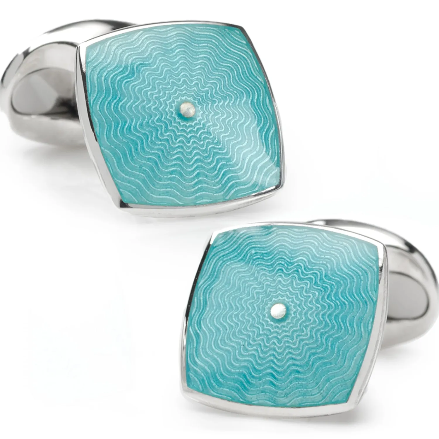 Flash Sale Sterling Silver Teal Blue Enamel Cufflinks Luxury Cufflinks | Hobbies & Interests Cufflinks