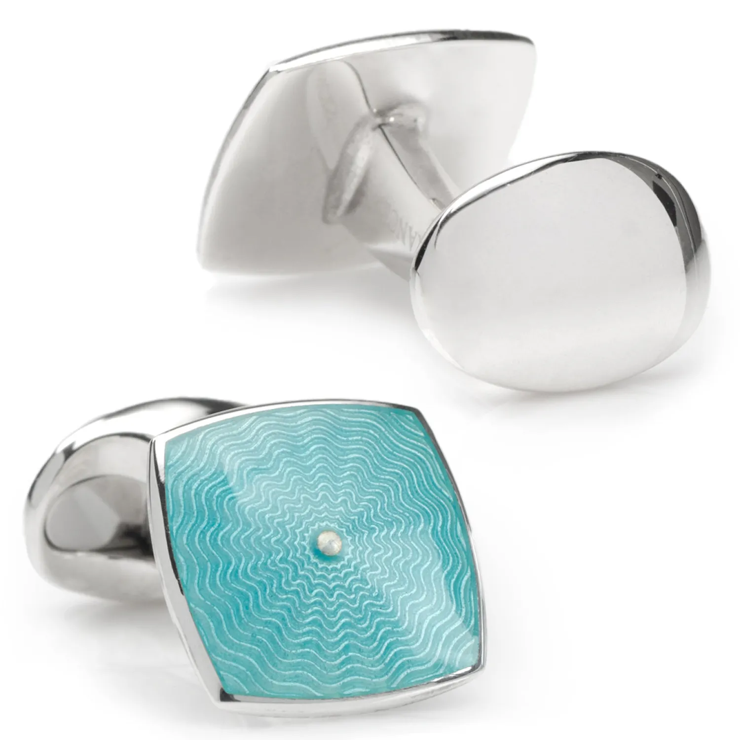 Flash Sale Sterling Silver Teal Blue Enamel Cufflinks Luxury Cufflinks | Hobbies & Interests Cufflinks