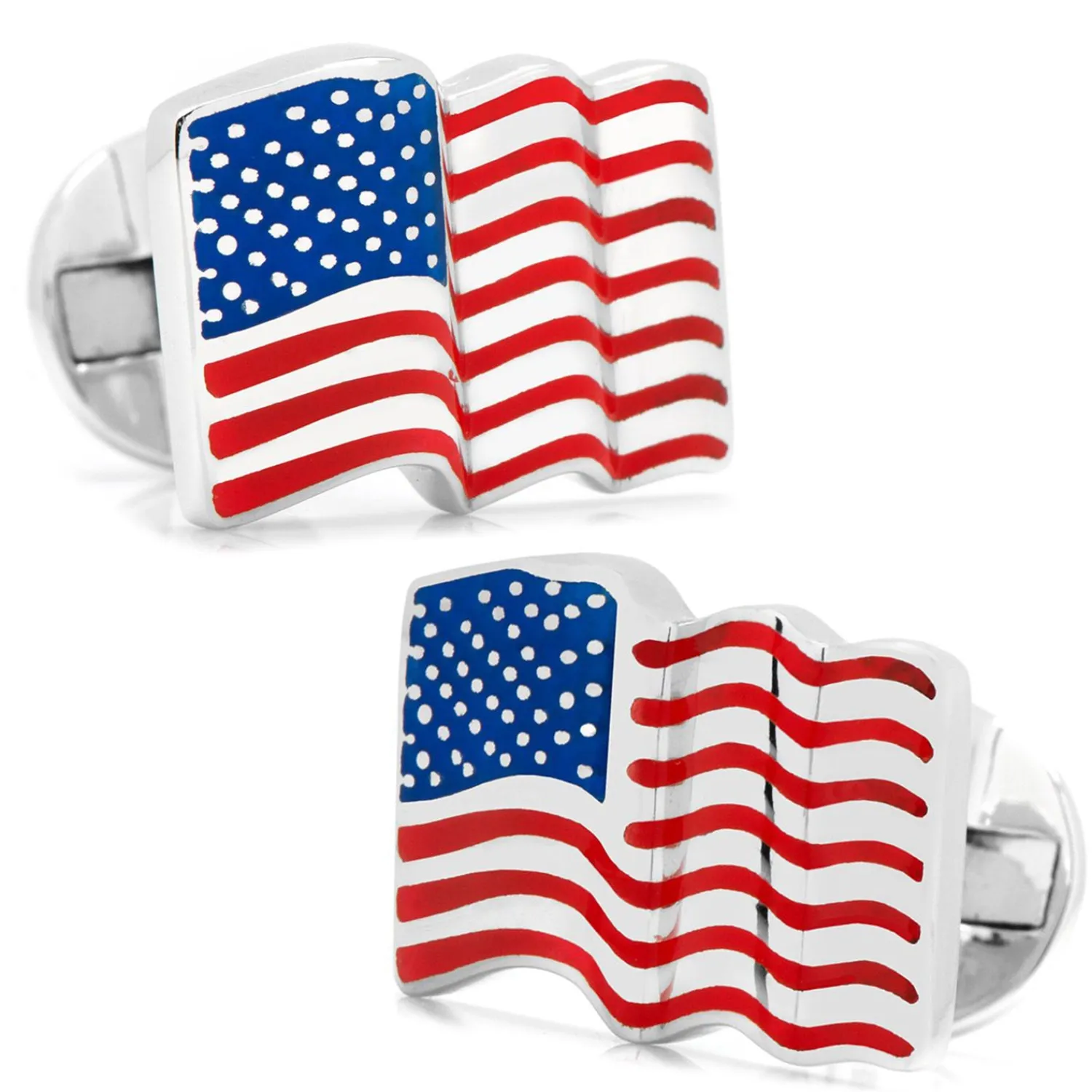 Online Sterling Silver Waving American Flag Cufflinks Luxury Cufflinks | Hobbies & Interests Cufflinks