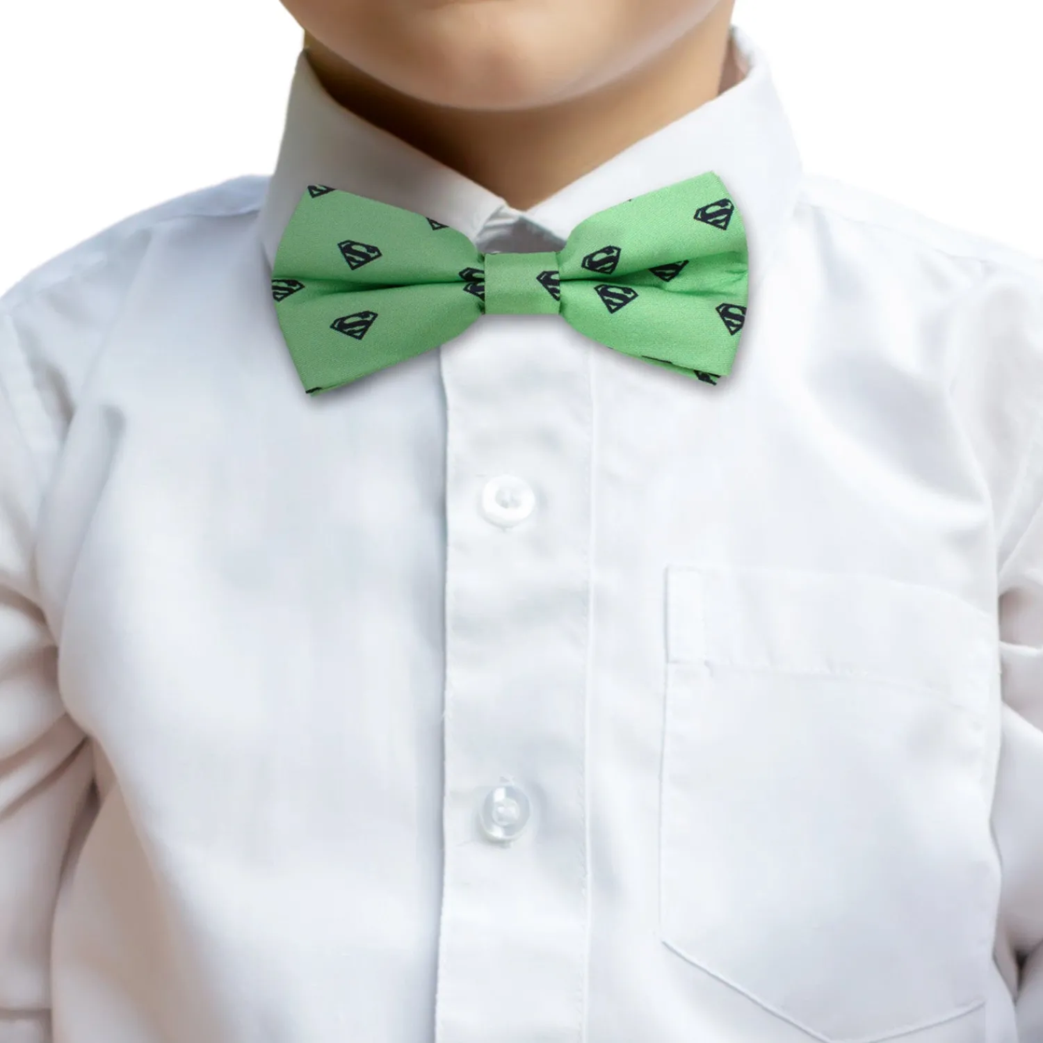 Fashion Superman Green Boys' Silk Bow Tie BOY Ties & Bow Ties For Boys | Dc Comics Ties