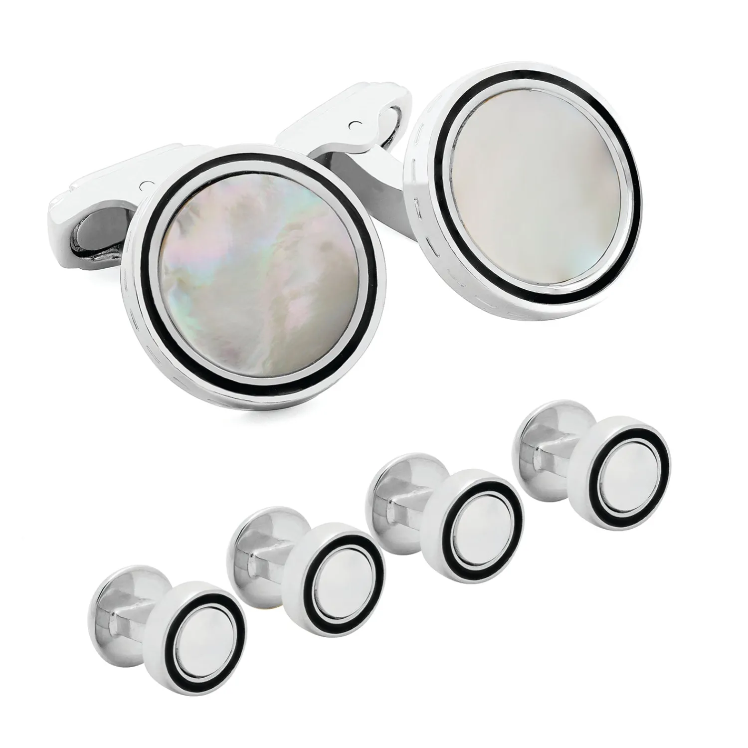 Best Tambor White Cufflinks and Studs Set in Mother of Pearl Stud Sets