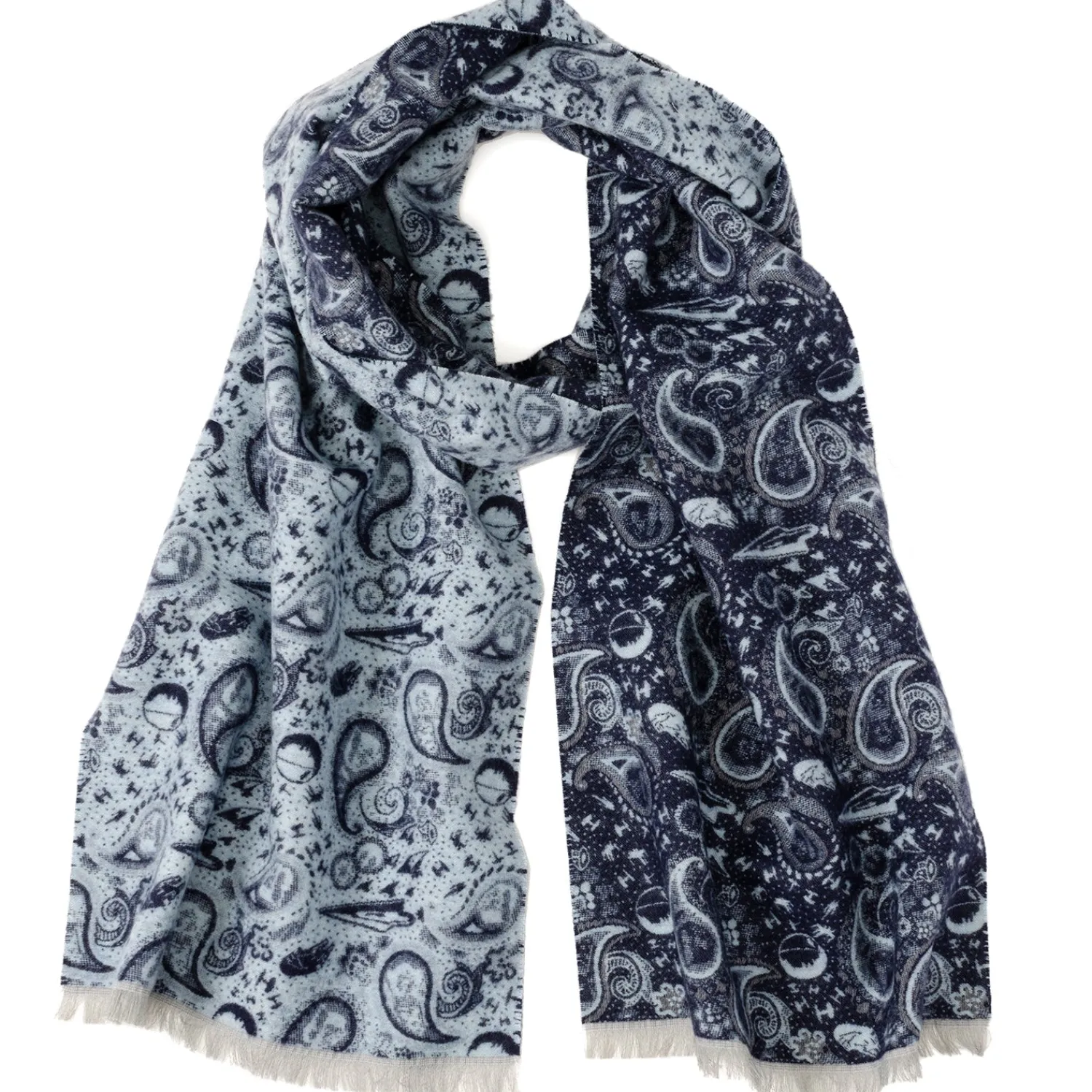 Fashion Vader Paisley Blue and Gray Scarf Scarves