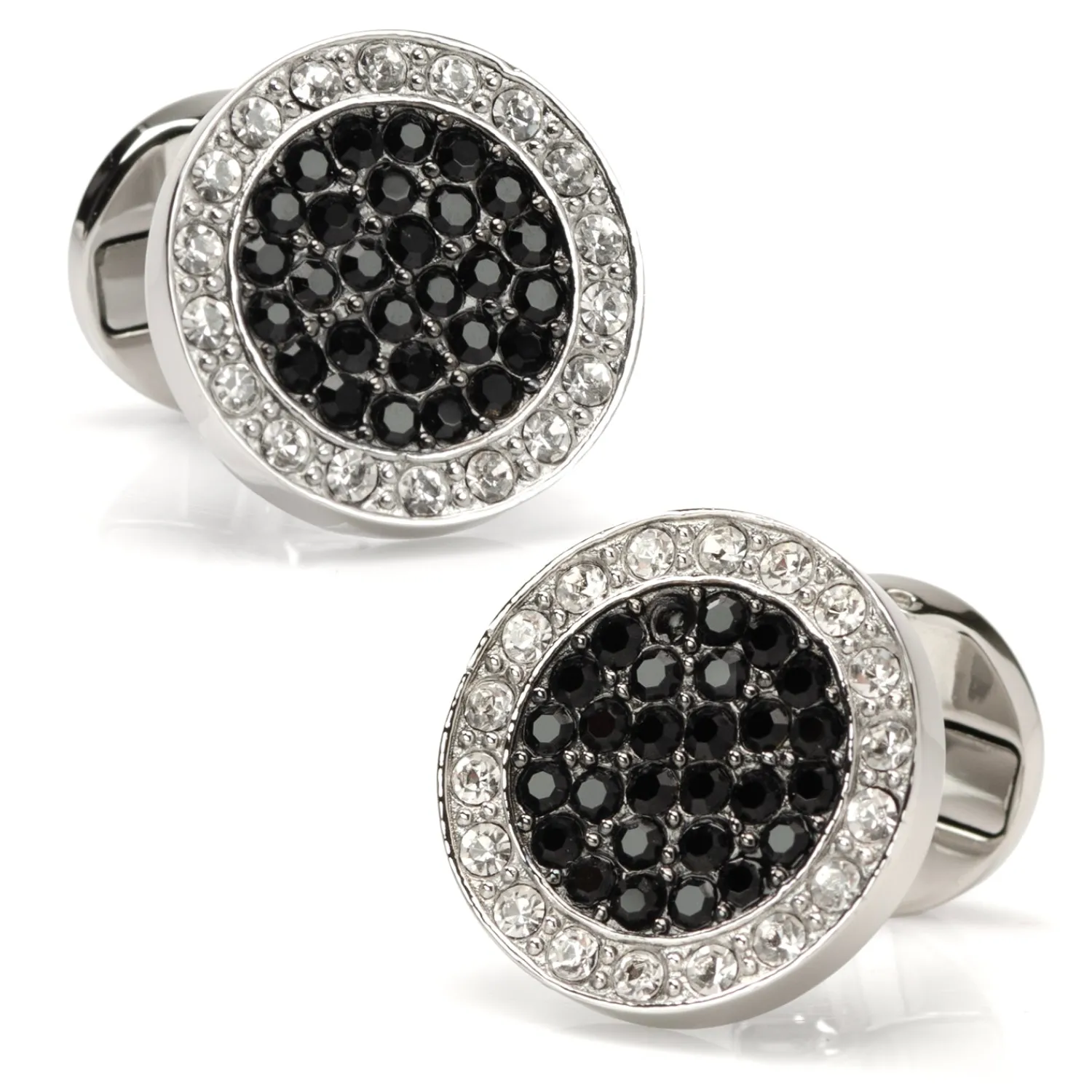 Hot VDP White & Black Pave Crystals Cufflinks Luxury Cufflinks | Hobbies & Interests Cufflinks