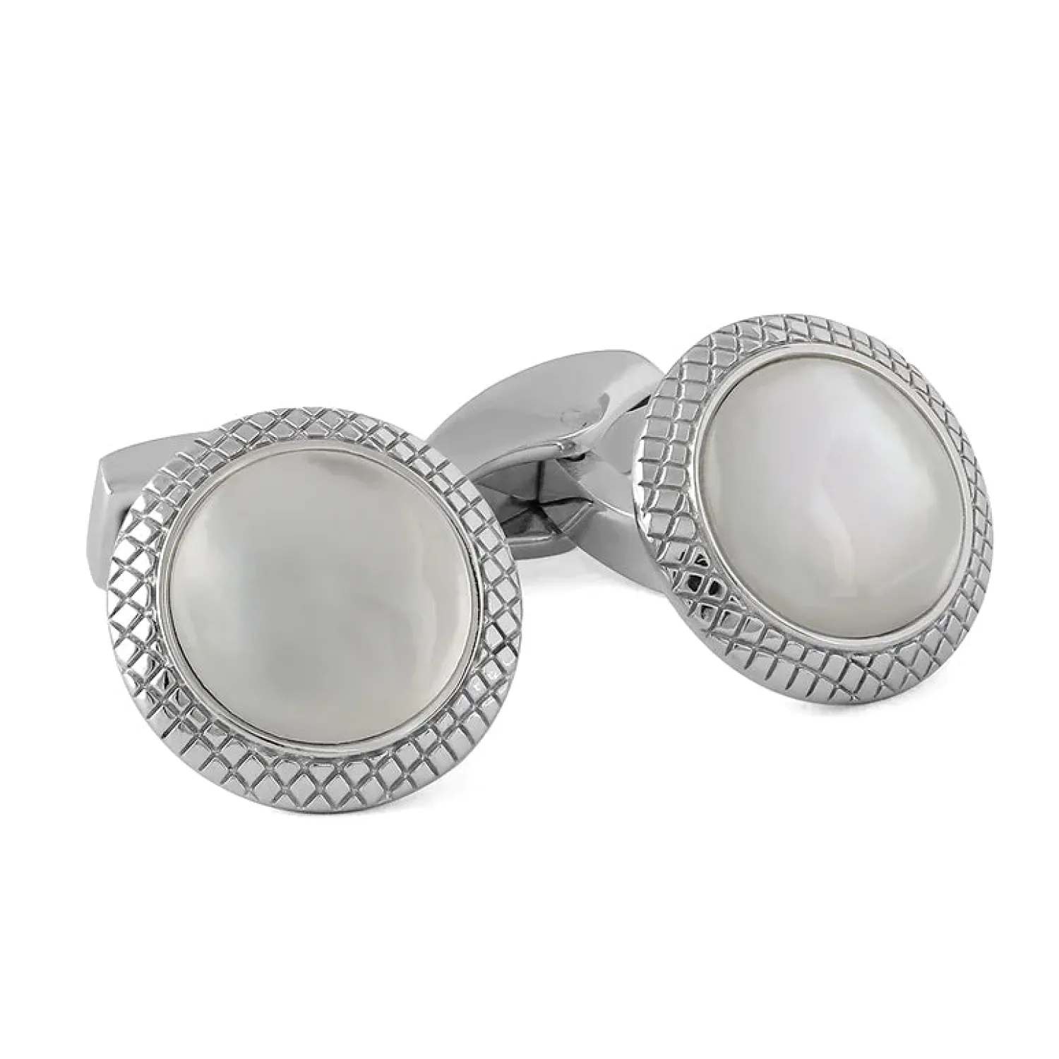 Outlet White Mother of Pearl Bullseye Semi Precious Cufflinks Palladium Plated Luxury Cufflinks | Hobbies & Interests Cufflinks